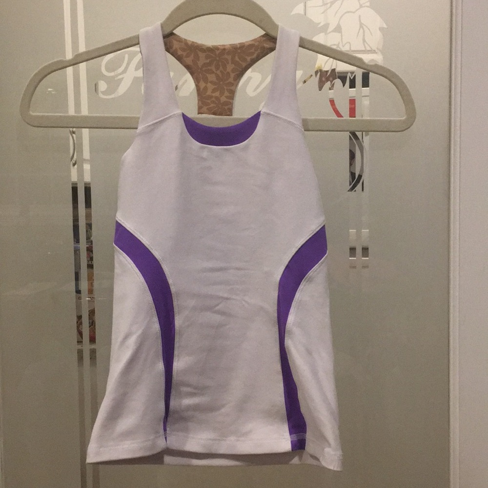 Ivivva Tank top Size 8 white & purple accents