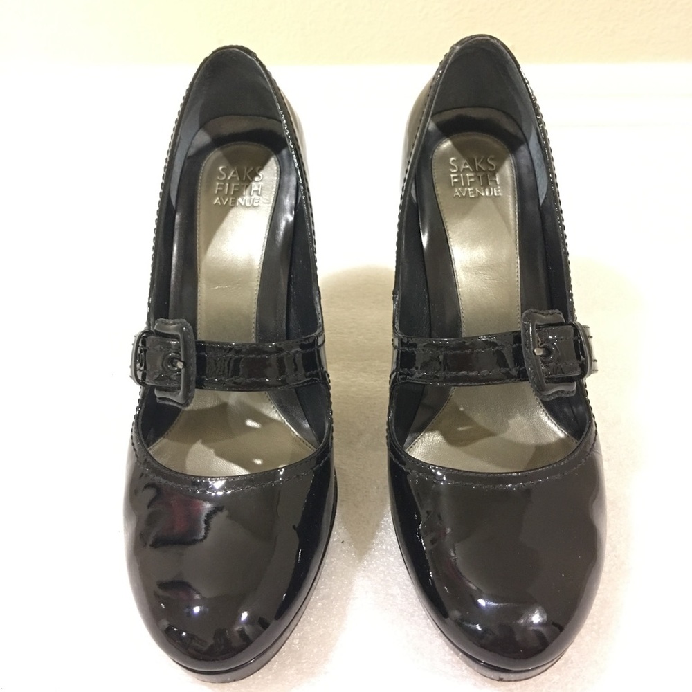 SAKS FIFTH AVENUE black patent maryjane heels_4