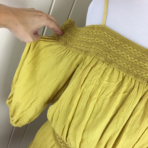 Gold yellow one piece boho off the shoulder romper - Picture 3 of 8
