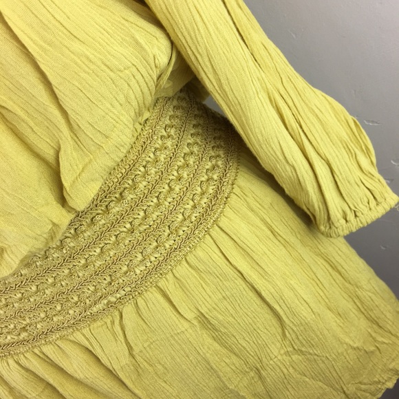 Gold yellow one piece boho off the shoulder romper - Picture 6 of 8