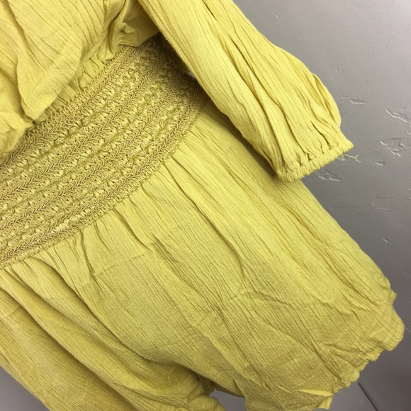 Gold yellow one piece boho off the shoulder romper - Picture 8 of 8