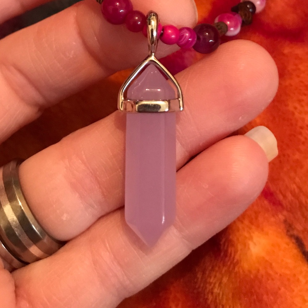 Handmade Pink Quartz Pendant Necklace