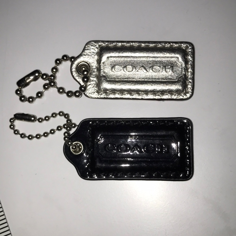 Coach tags metallic grey and black medium