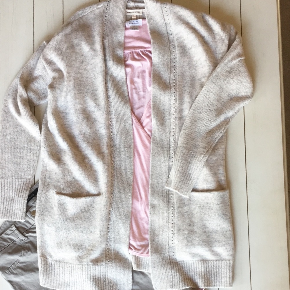 Rebecca Taylor Creamy Pink and Dove Gray Cardigan