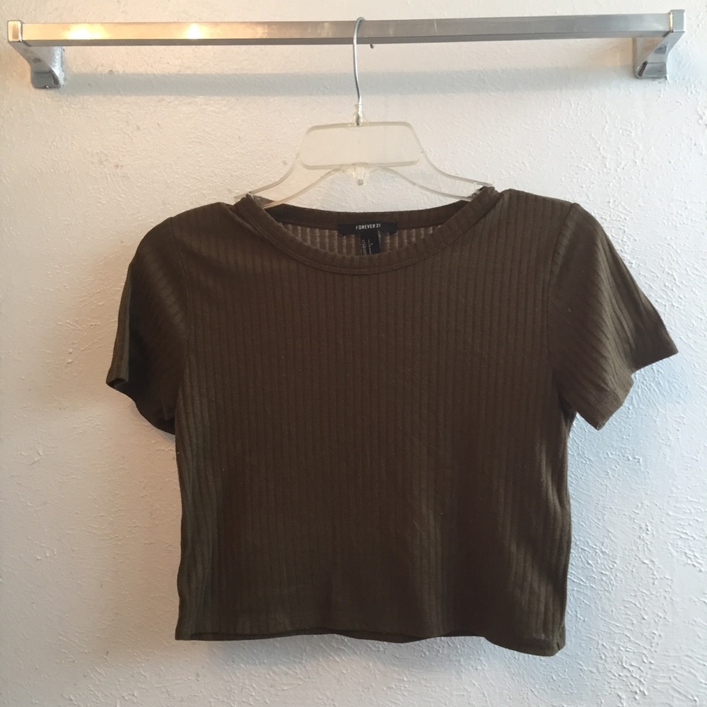 f21 olive crop top