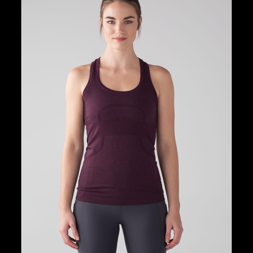 Lululemon swiftly tech tank plum/black Sz6
