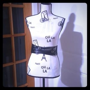 Black wide band belt with Buckle details