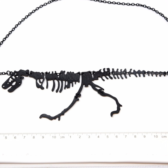 Black Dinosaur T Rex Skeleton Fossil Necklace - Picture 3 of 3