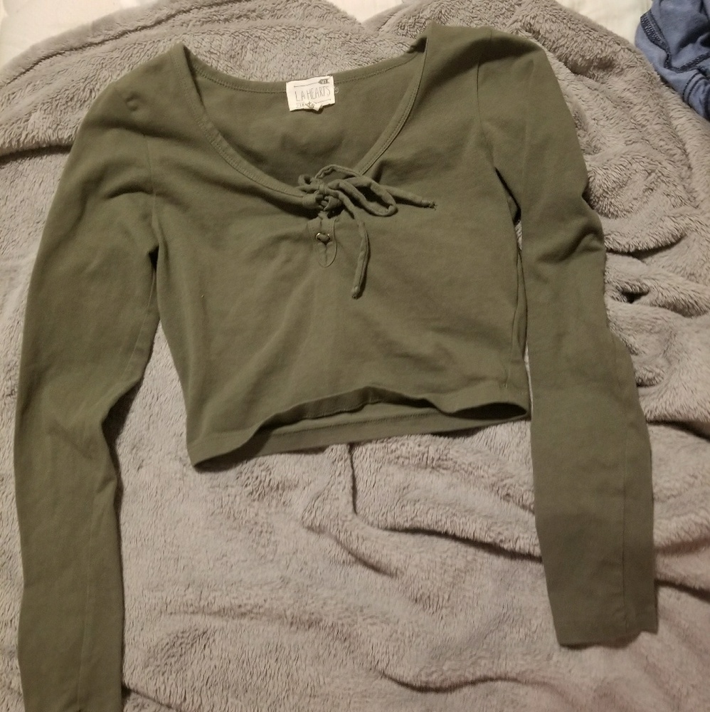 Cropped olive green long sleve