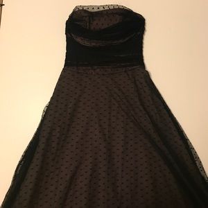 BCBG Tea-Length Strapless Cocktail Dress