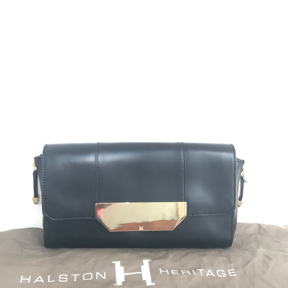 Halston Heritage Black Leather Clutch Cross Body