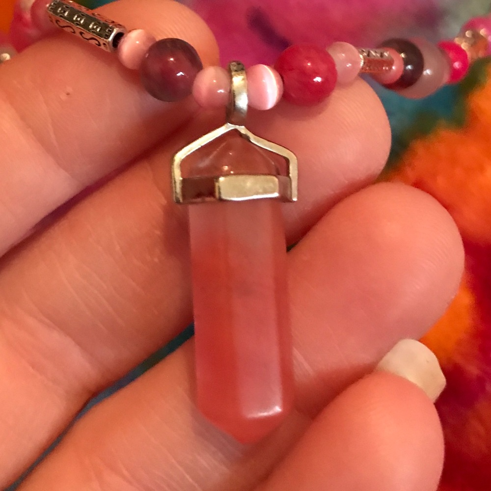 Handmade Cherry Quartz Crystal Pendant Necklace