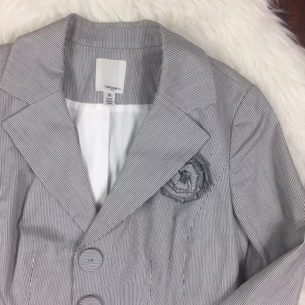 Halogen Nordstrom Striped Pleated Blazer Jacket - Picture 2 of 8