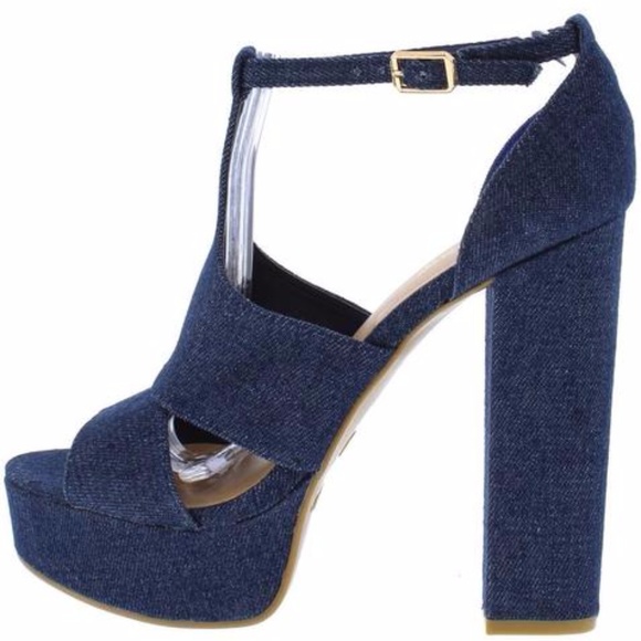 BAMBOO Shoes - tournament dark denim platform heel