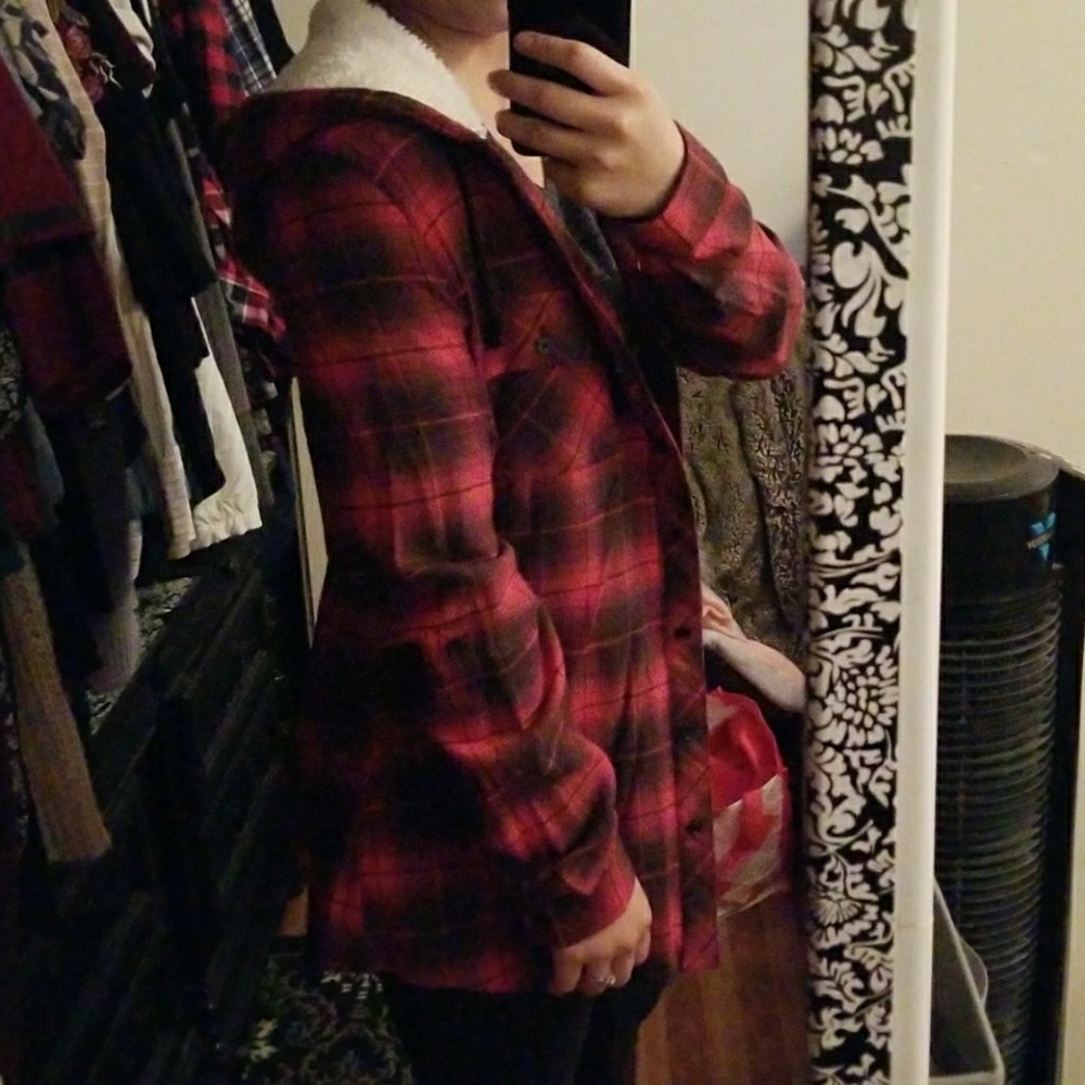 Flannel shirt with wool hoodie