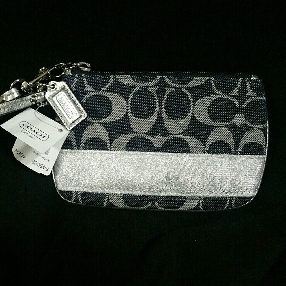 COACH wristlet Model 45608 - Denim / Silver