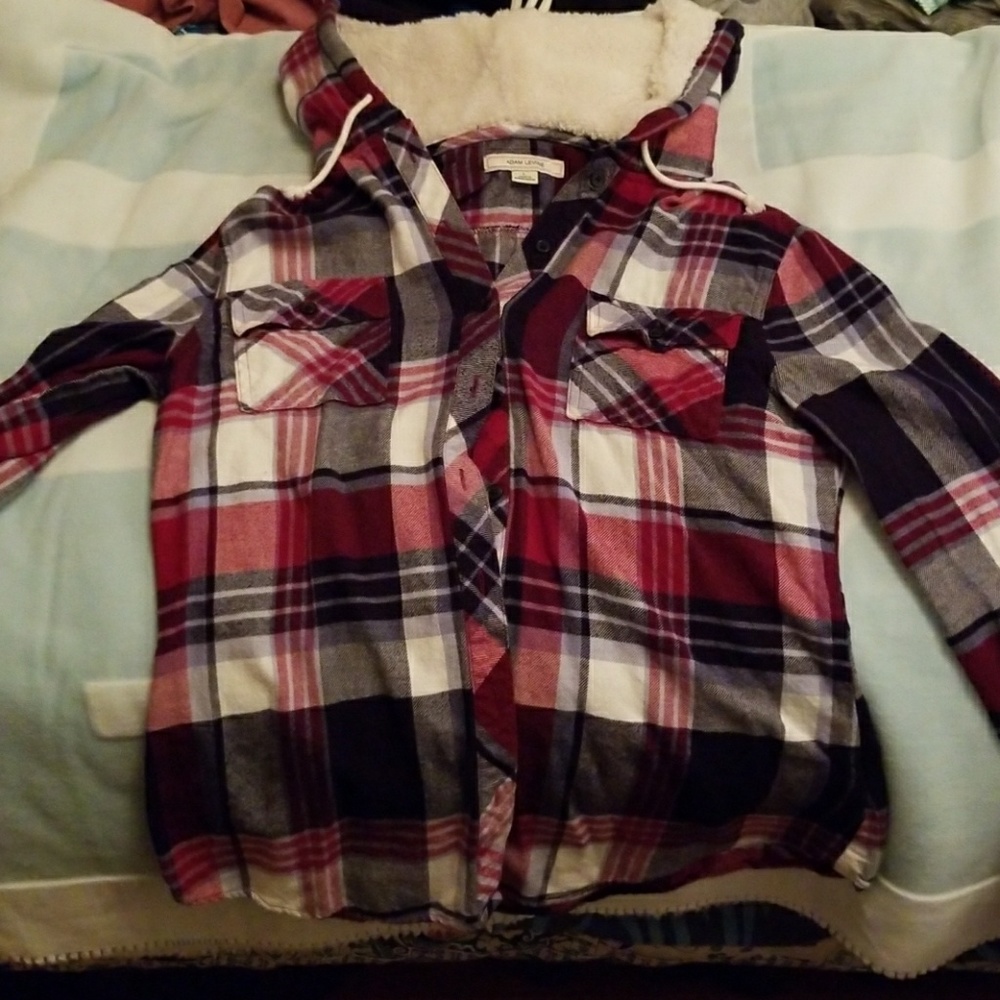 Flannel shirt with wool hoodie