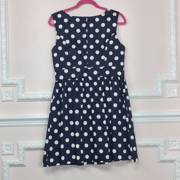 SOLD Mod Cloth Blue White Polka Dot Dress Large - Picture 4 of 5