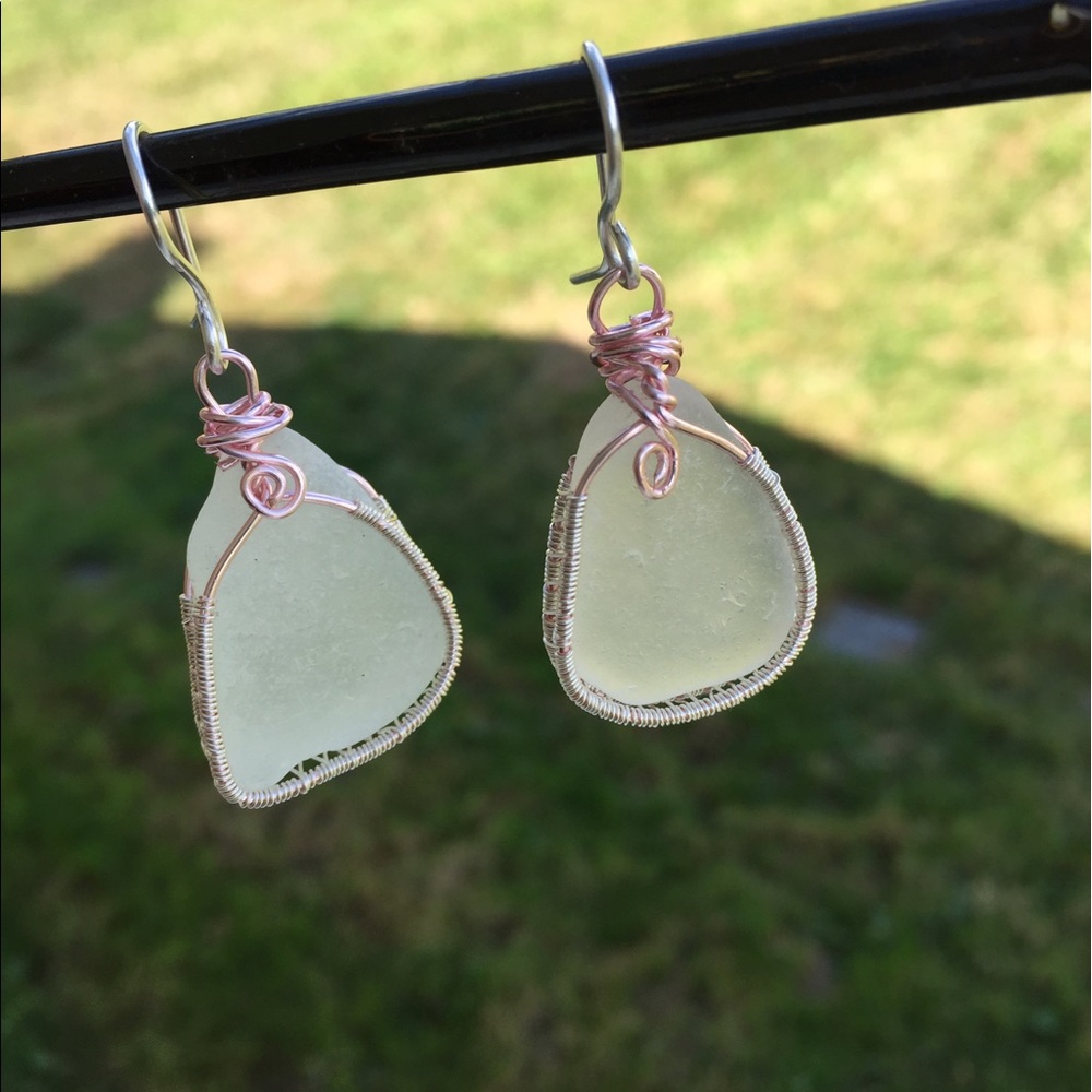 Hand Made Beach glass earrings