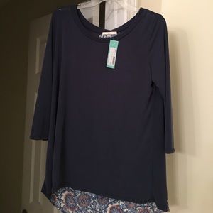 Le Lis Woven Back Knit Top - L