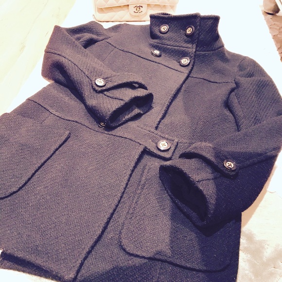 ❗️Stylish Chic❗️High Neck Navy Wool Peacoat Jacket - Picture 1 of 4