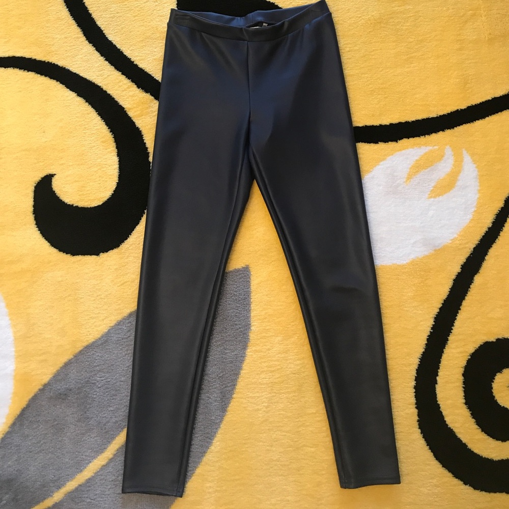 Midnight blue faux leather leggings