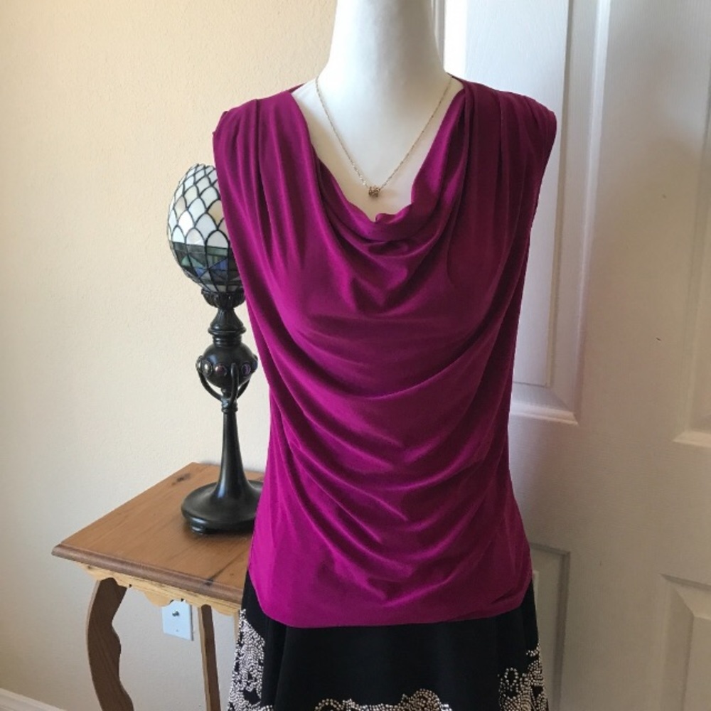 Cowl Neck Top Magenta