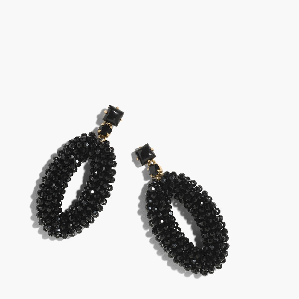 JCREW• Beaded oval dangle statement earrings