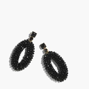 JCREW• Beaded oval dangle statement earrings