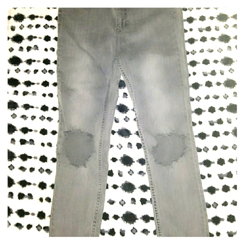 Free People grey high rise busted skinny jeans