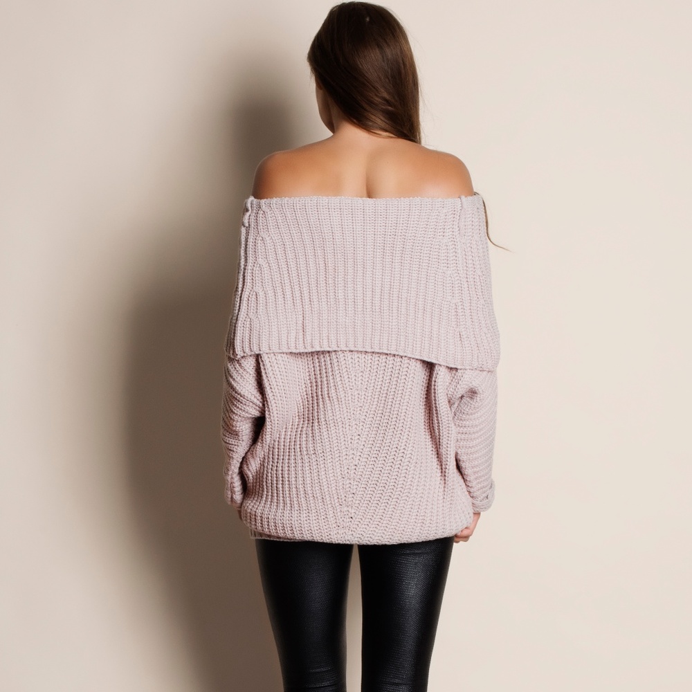 Off Shoulder Chunky Sweater - Picture 2 of 4