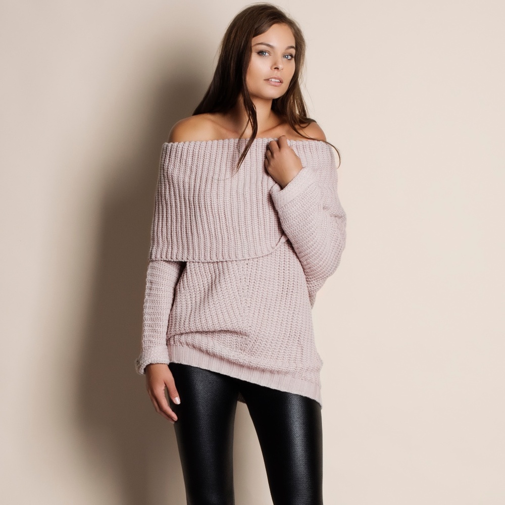 Off Shoulder Chunky Sweater - Picture 4 of 4