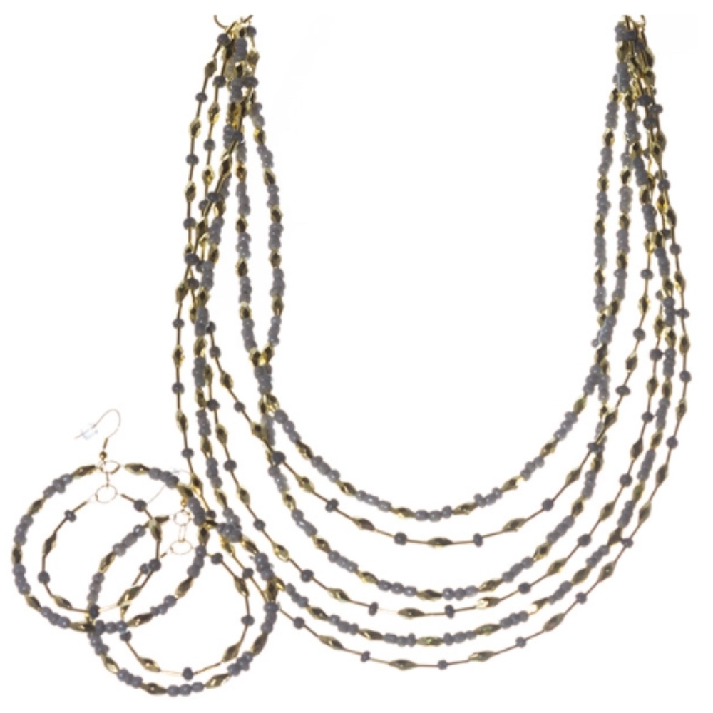 Multi-Layared Necklace with Matching Earrings