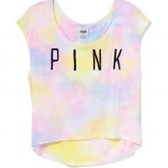 vs pink tie dye lightweight graphic crop top - Picture 2 of 4