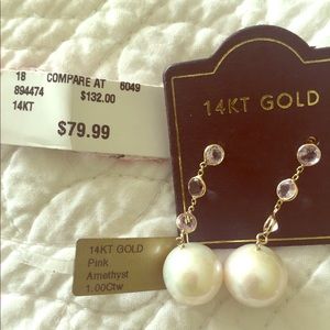 14 karat gold and cultured pearl earrings
