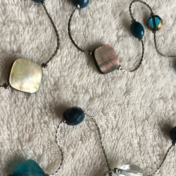 💦HP! Abalone & Aqua Teardrop Cluster Pendant - Picture 2 of 8