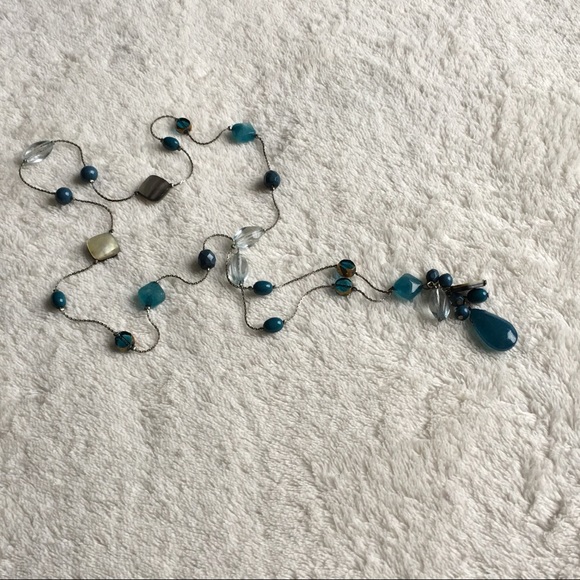 💦HP! Abalone & Aqua Teardrop Cluster Pendant - Picture 6 of 8