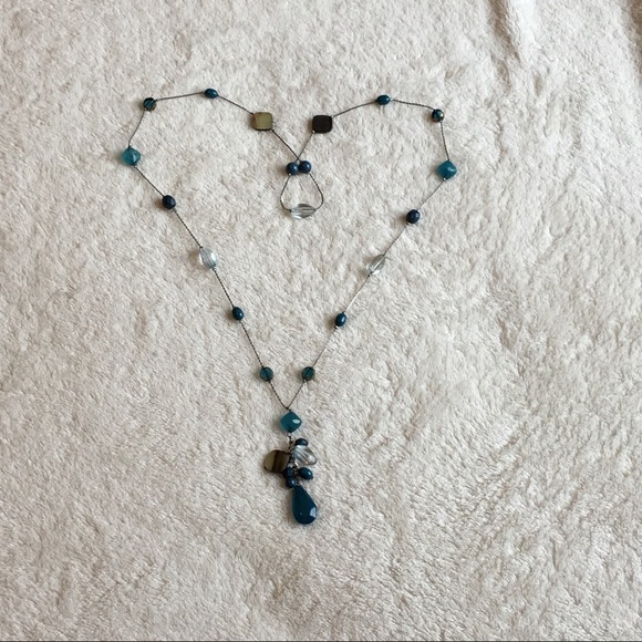 💦HP! Abalone & Aqua Teardrop Cluster Pendant - Picture 4 of 8