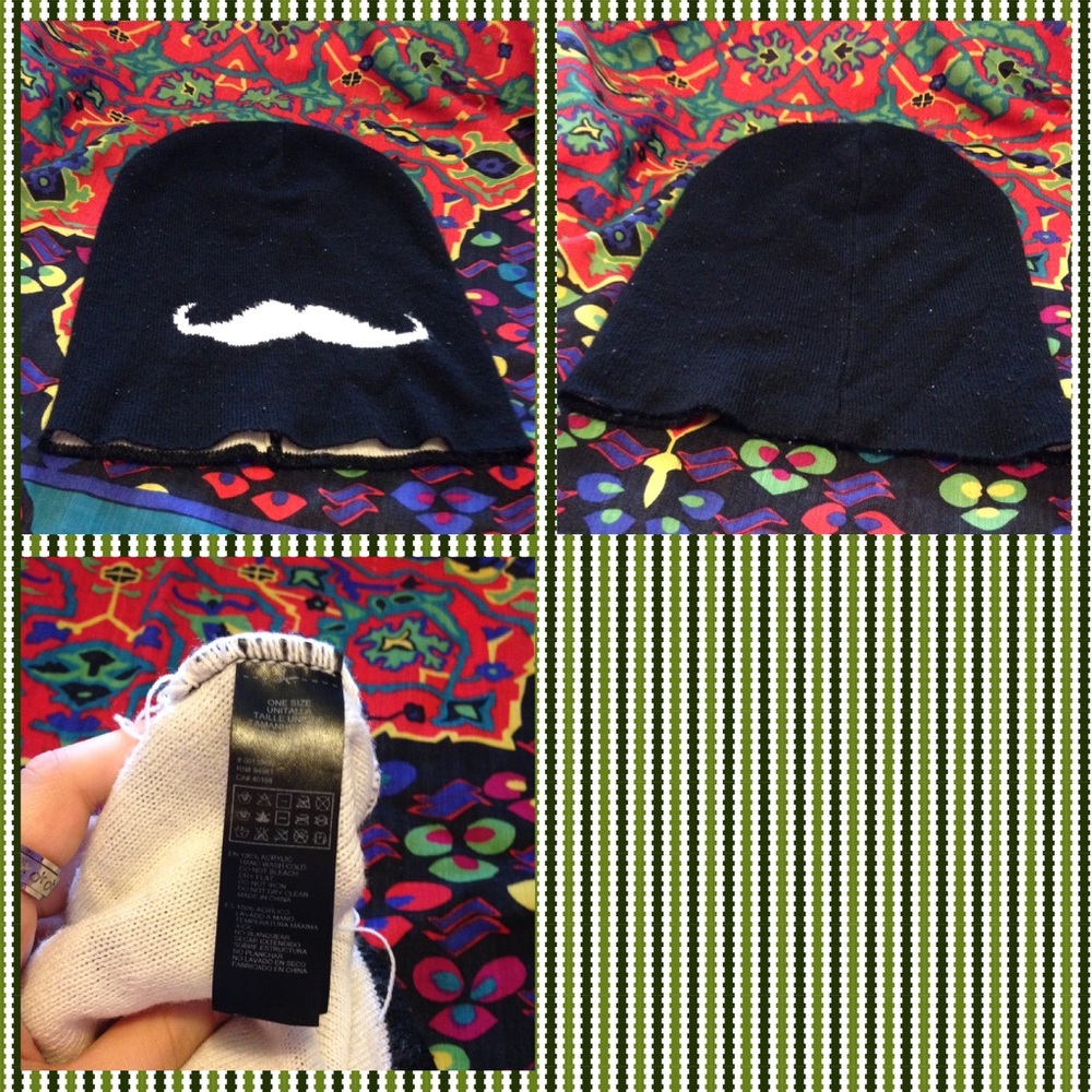 Black and white forever 21 mustache beanie