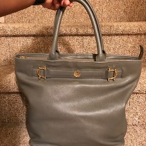 Tory Burch grey leather tote bag