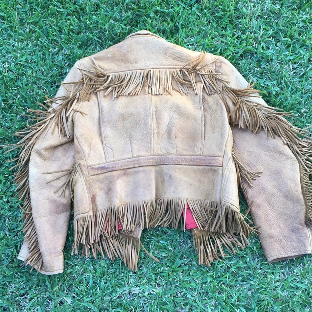 Vintage leather fringe jacket