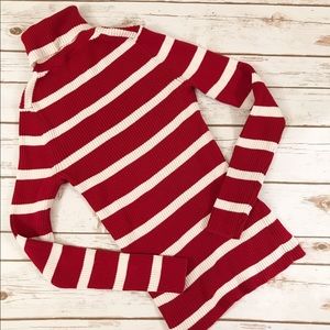 NEW Loft Red & White Striped Turtleneck Sweater