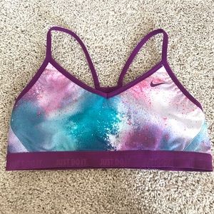 NIKE Dri- Fit, Purple Galaxy Pattern Sports Bra