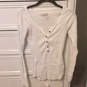 White Abercrombie Buttoned Henley