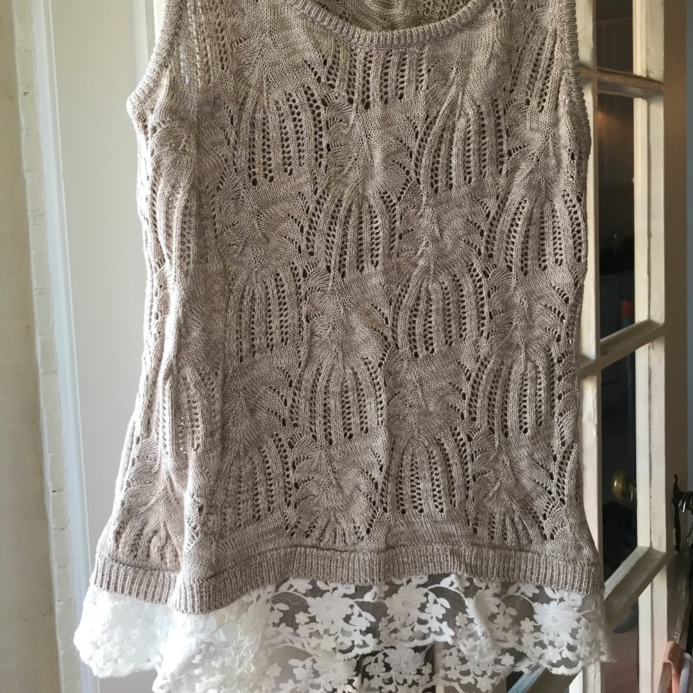 INC top, worn once, lace trim.