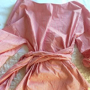 SS '17 red stripe wrap top.