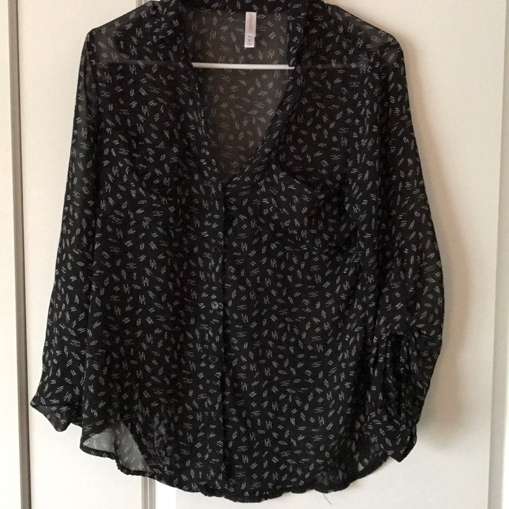 Black, white and lace blouse