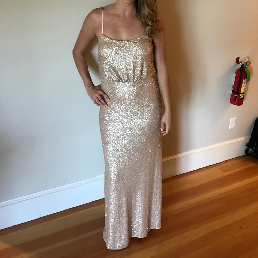 SORELLA VITA  rose gold sequin bridesmaid dress