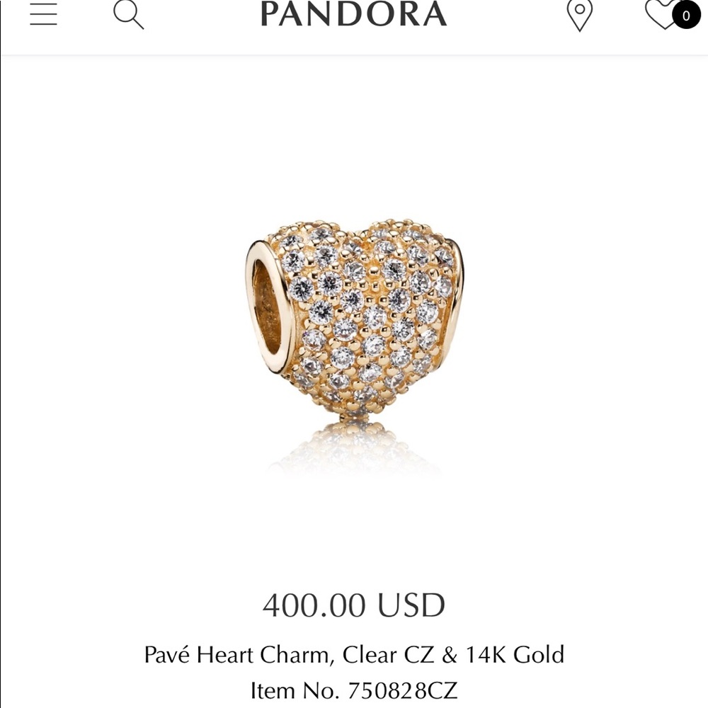 14k Pandora Charm heart