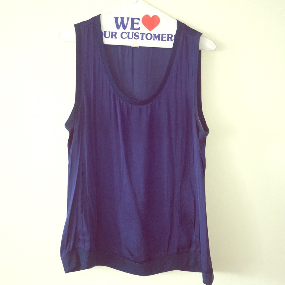 Blue silk sleeves top